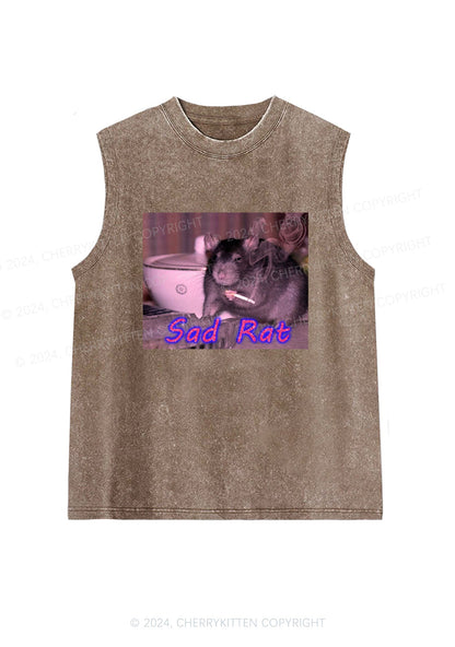 Sad Rat Y2K Washed Tank Cherrykitten