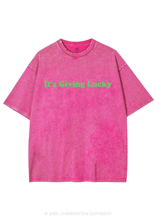 Its Giving Lucky St Patricks Y2K Washed Tee Cherrykitten