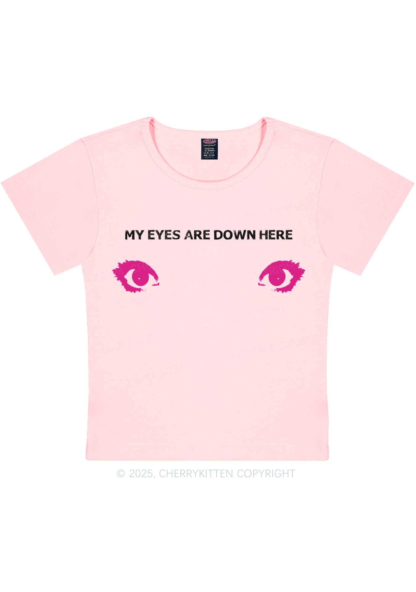 My Eyes Are Down Here Y2K Baby Tee Cherrykitten