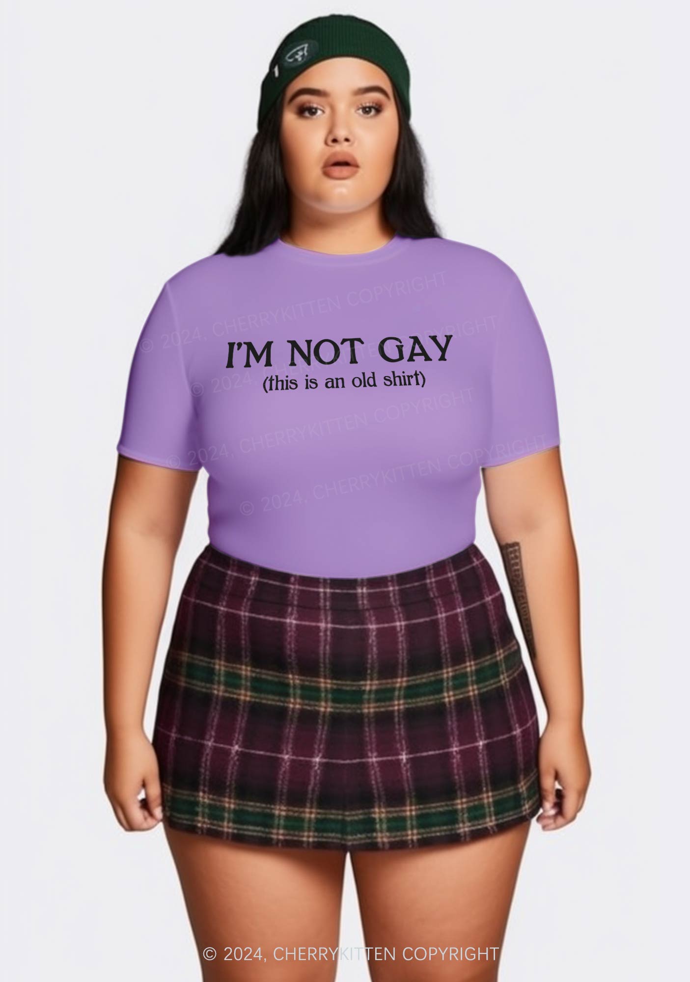 Curvy I'm Not Gay Y2K Baby Tee Cherrykitten