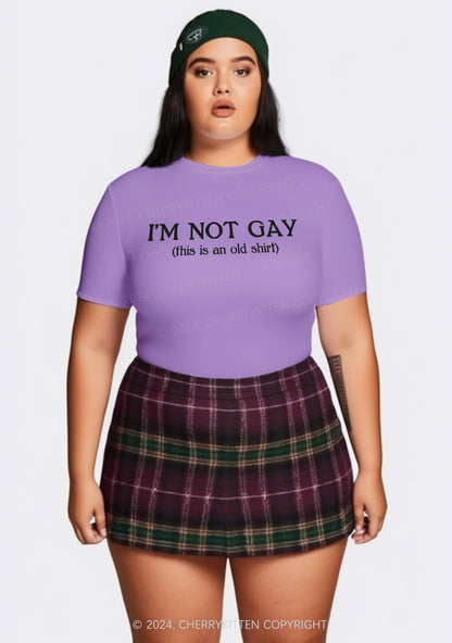 Curvy I'm Not Gay Y2K Baby Tee Cherrykitten