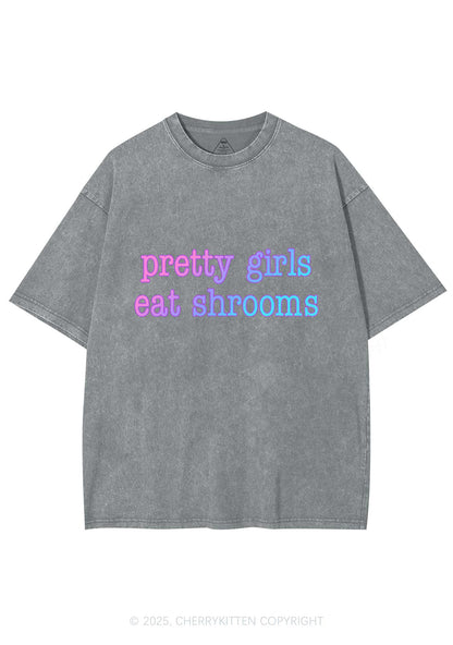 Pretty Girls Eat Shrooms Y2K Shirts Washed Tee Cherrykitten