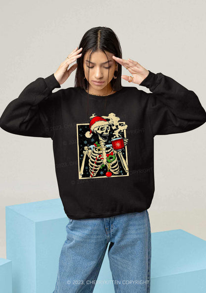 Merry Christmas Skeleton Y2K Sweatshirt Cherrykitten