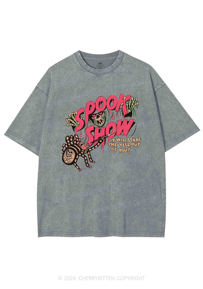 Halloween Spider Spook Show Y2K Washed Tee Cherrykitten