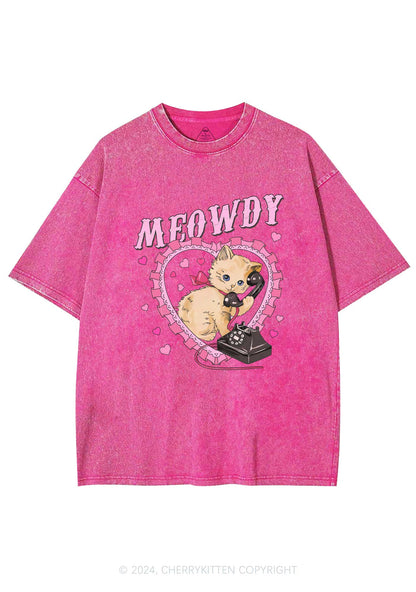 Meowdy Cat Y2K Valentine's Day Washed Tee Cherrykitten