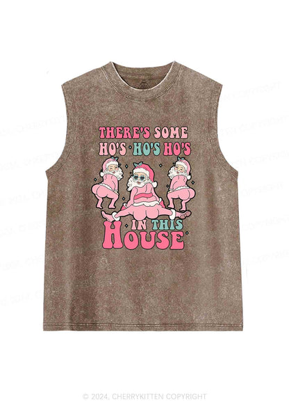 Christmas Pink Santas Y2K Washed Tank Cherrykitten