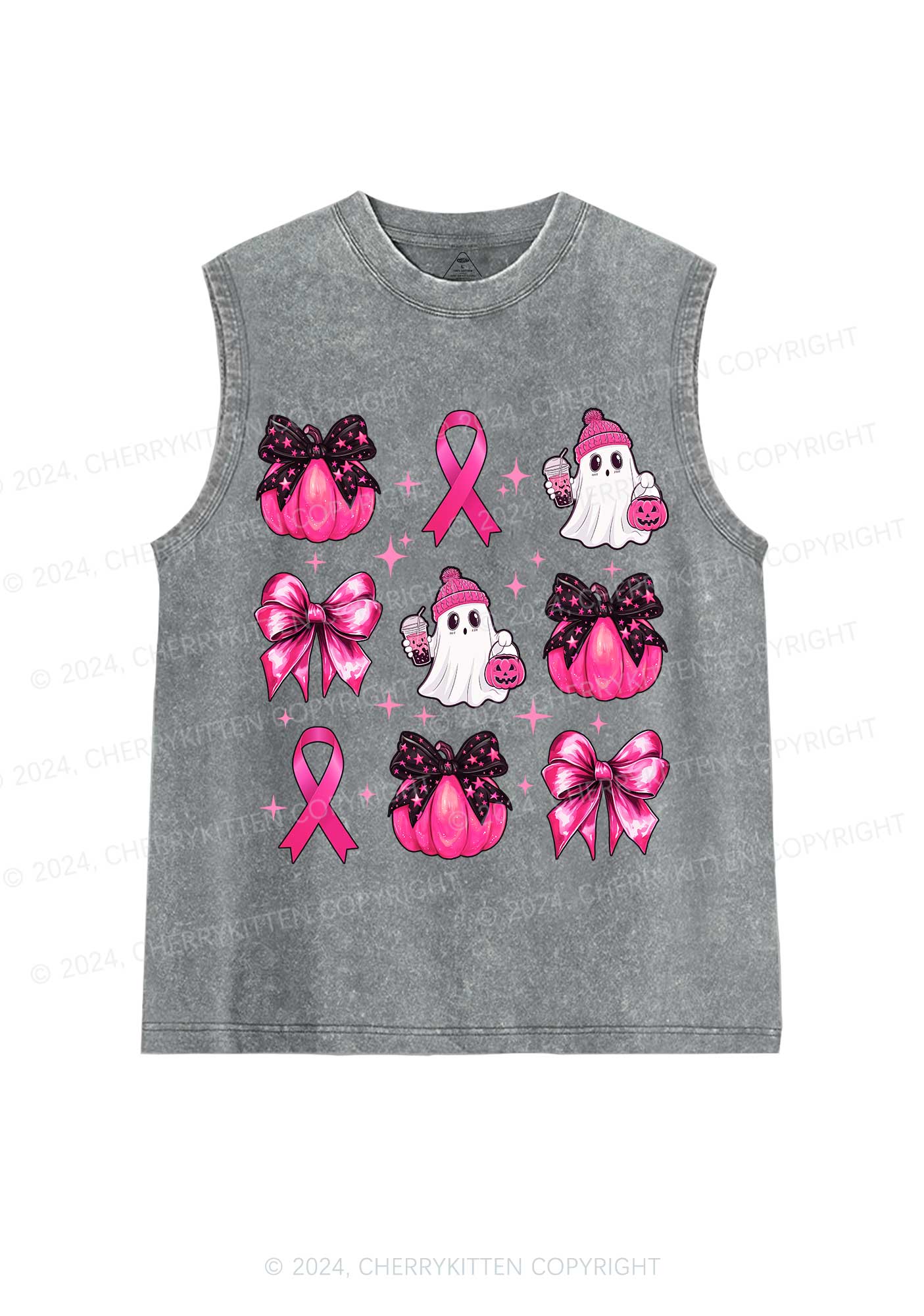 Halloween Pink Pumpkin Y2K Washed Tank Cherrykitten