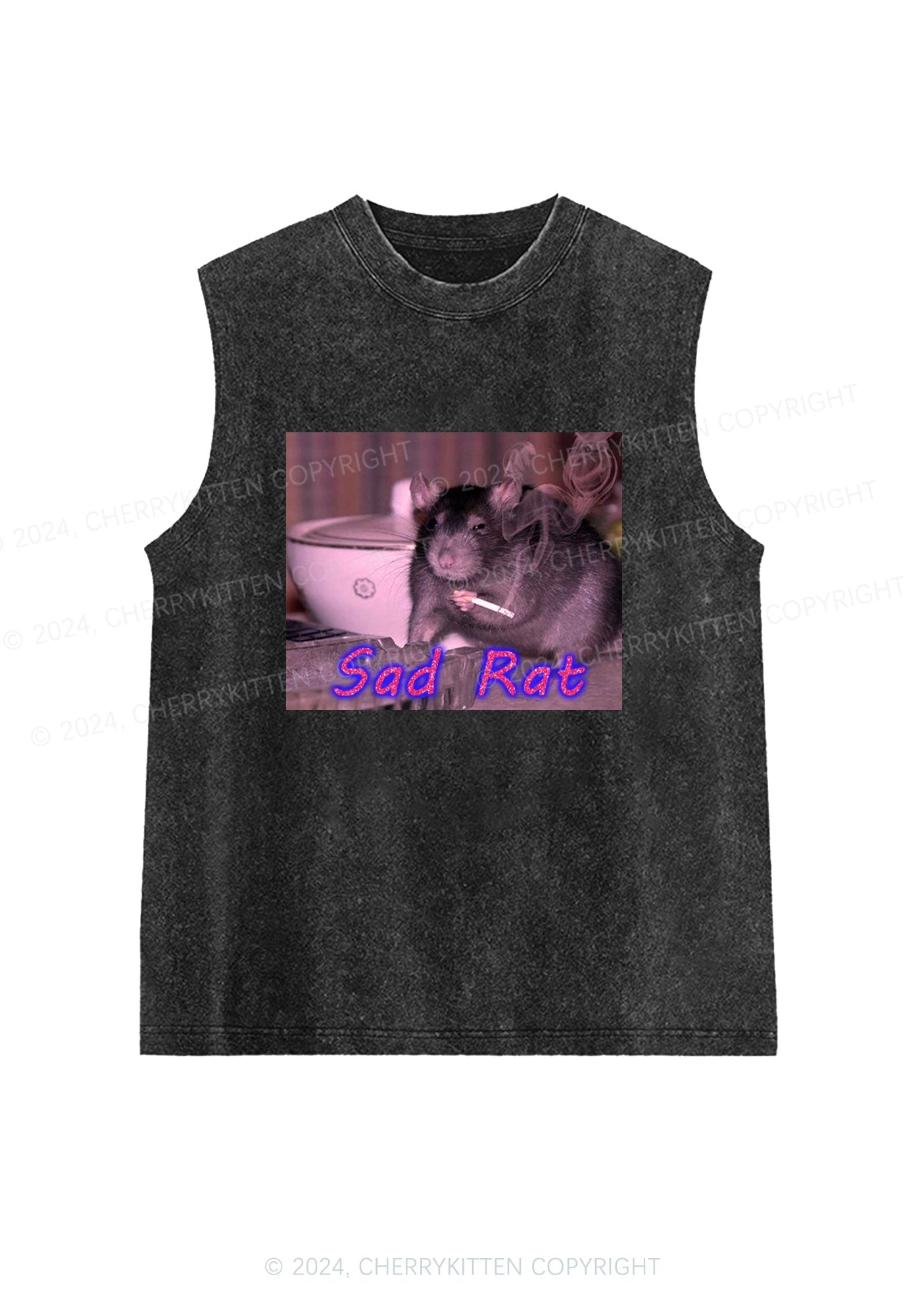 Sad Rat Y2K Washed Tank Cherrykitten