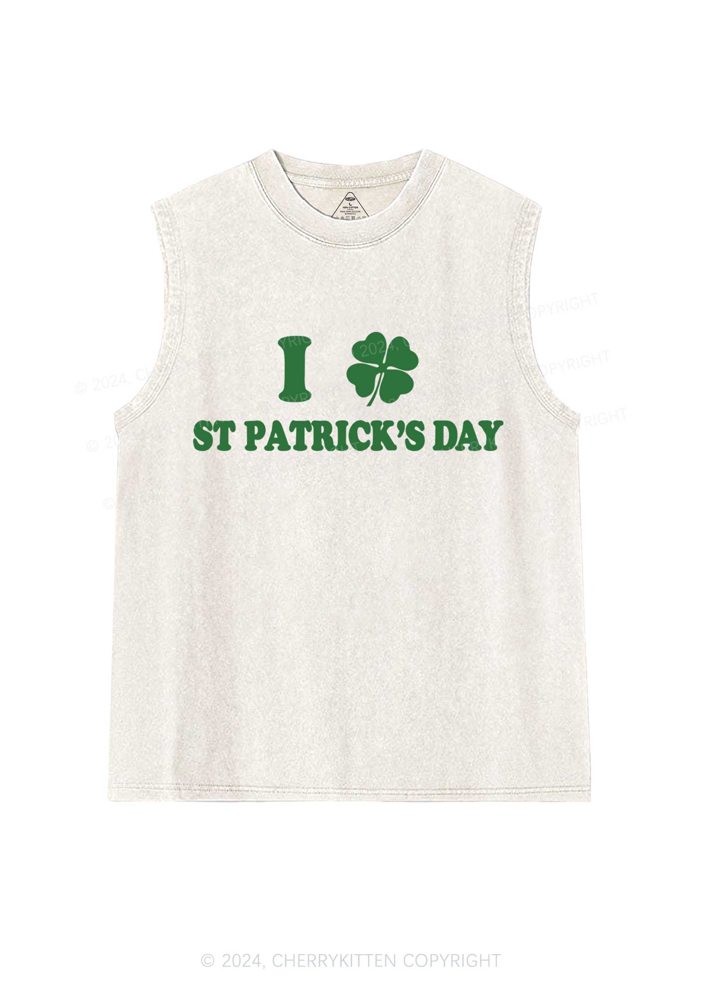 I Love St Patricks Y2K Washed Tank Cherrykitten