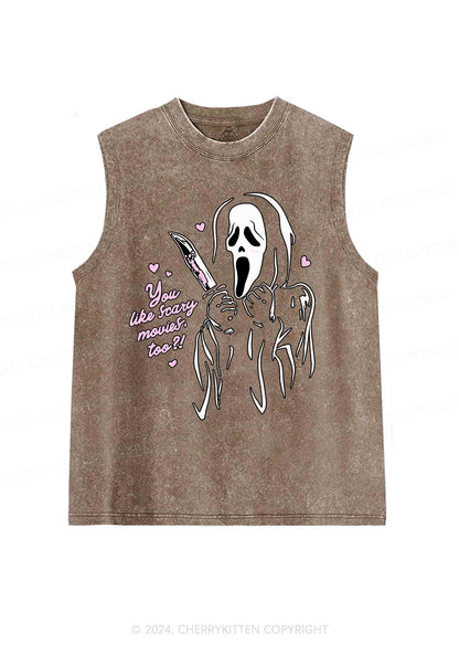 Halloween You Like Scary Movies Too Y2K Washed Tank Cherrykitten