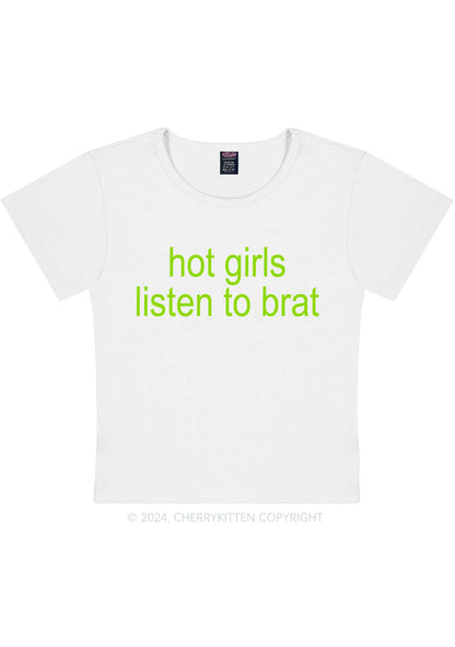 Hot Girls Listen To Brat Y2K Baby Tee Cherrykitten