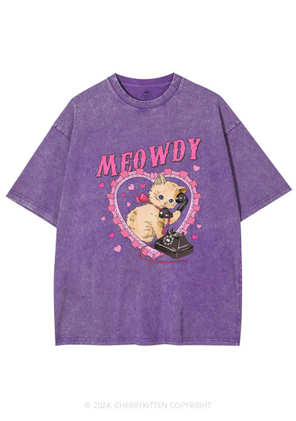 Meowdy Cat Y2K Valentine's Day Washed Tee Cherrykitten