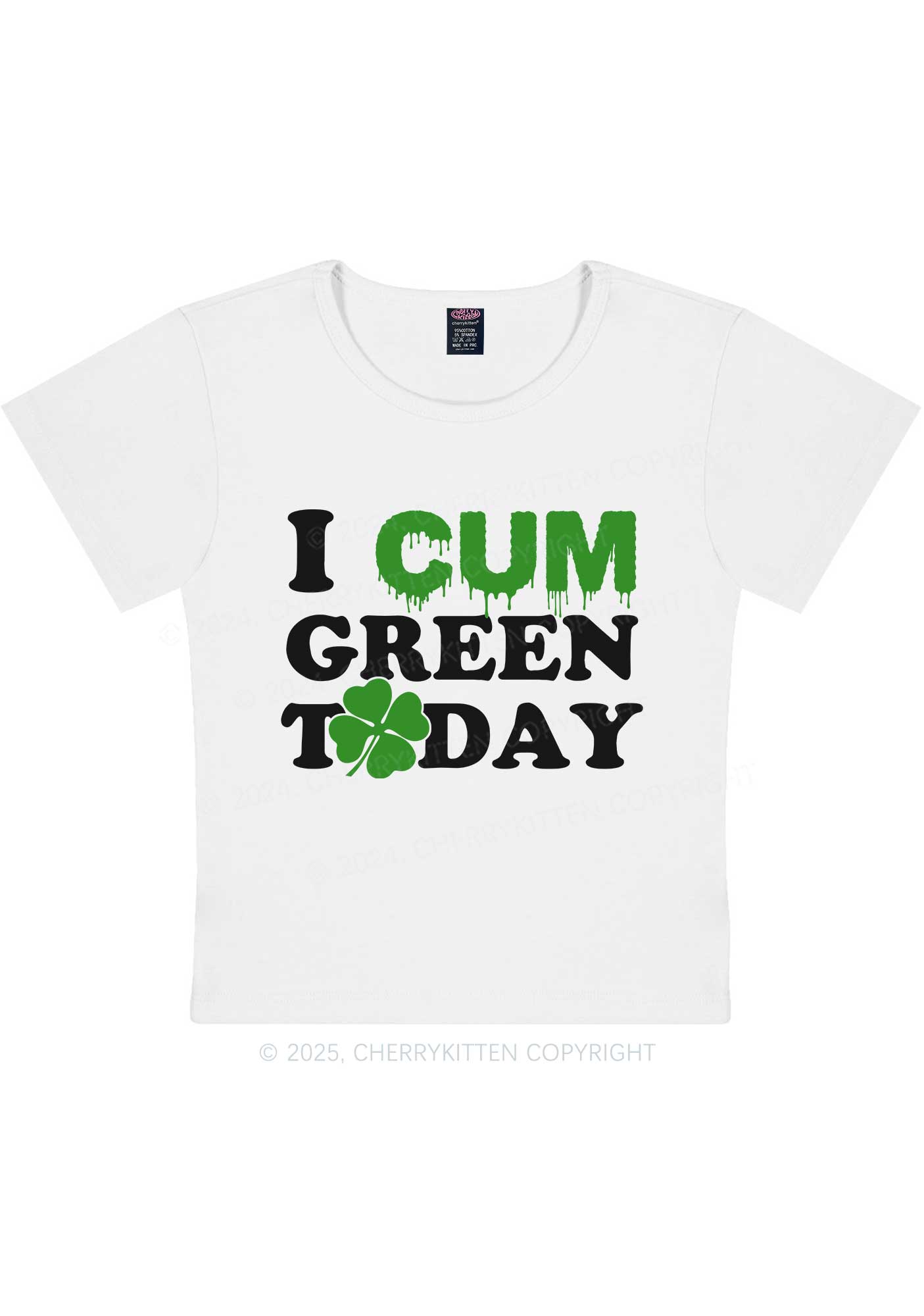 I Cxm Green Today St Patricks Y2K Baby Tee Cherrykitten