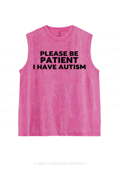 Please Be Patient I Have Autism Y2K Washed Tank Cherrykitten