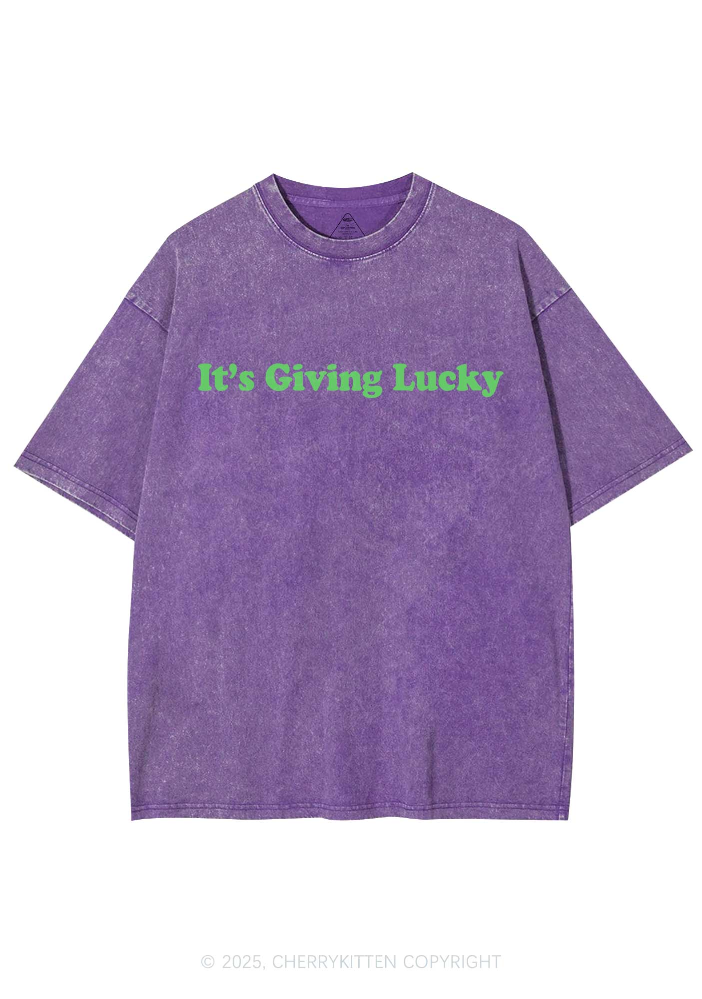 Its Giving Lucky St Patricks Y2K Washed Tee Cherrykitten