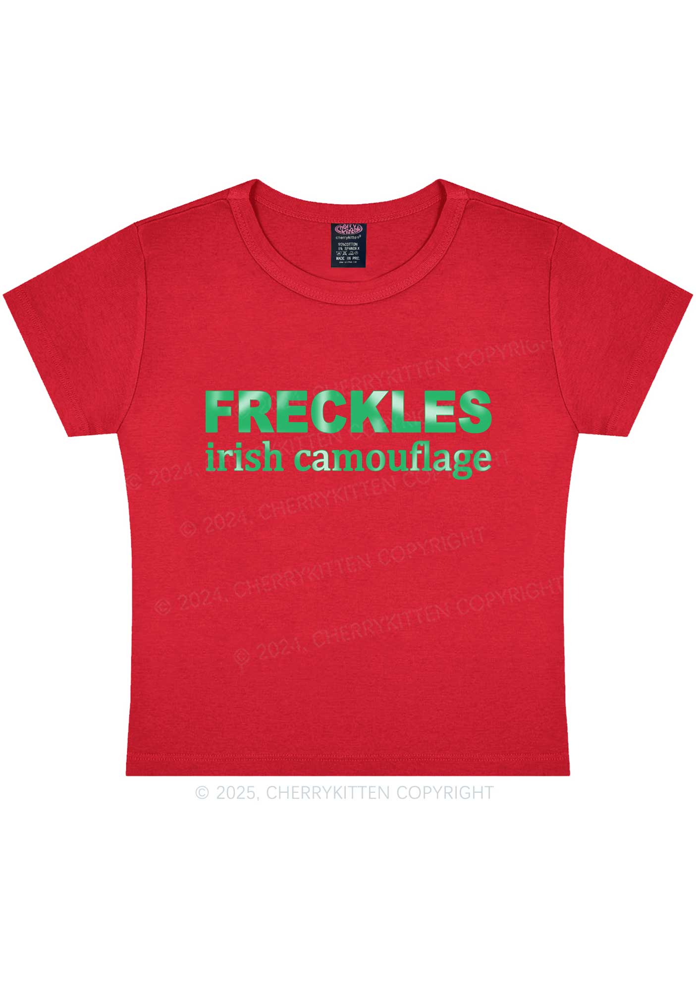 Freckles Irish Camouflage St Patricks Y2K Baby Tee Cherrykitten