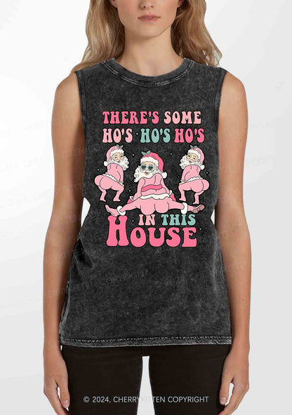 Christmas Pink Santas Y2K Washed Tank Cherrykitten