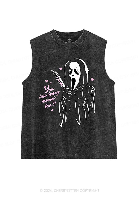 Halloween You Like Scary Movies Too Y2K Washed Tank Cherrykitten