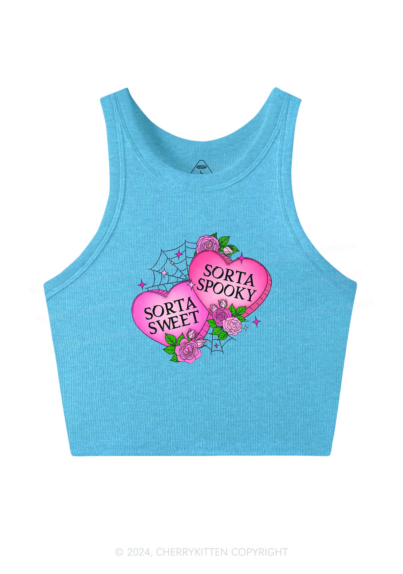 Sorta Spooky Y2K Valentine's Day Crop Tank Top Cherrykitten