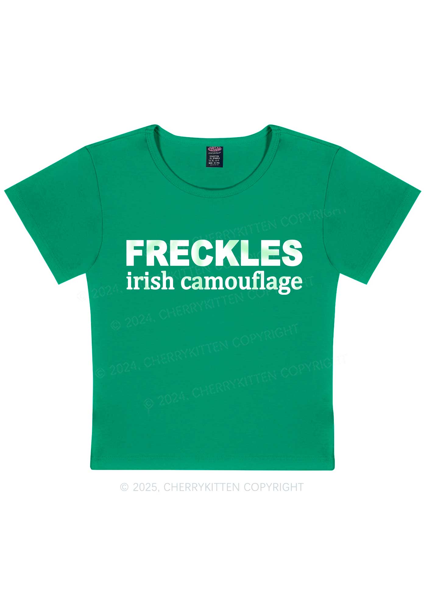 Freckles Irish Camouflage St Patricks Y2K Baby Tee Cherrykitten