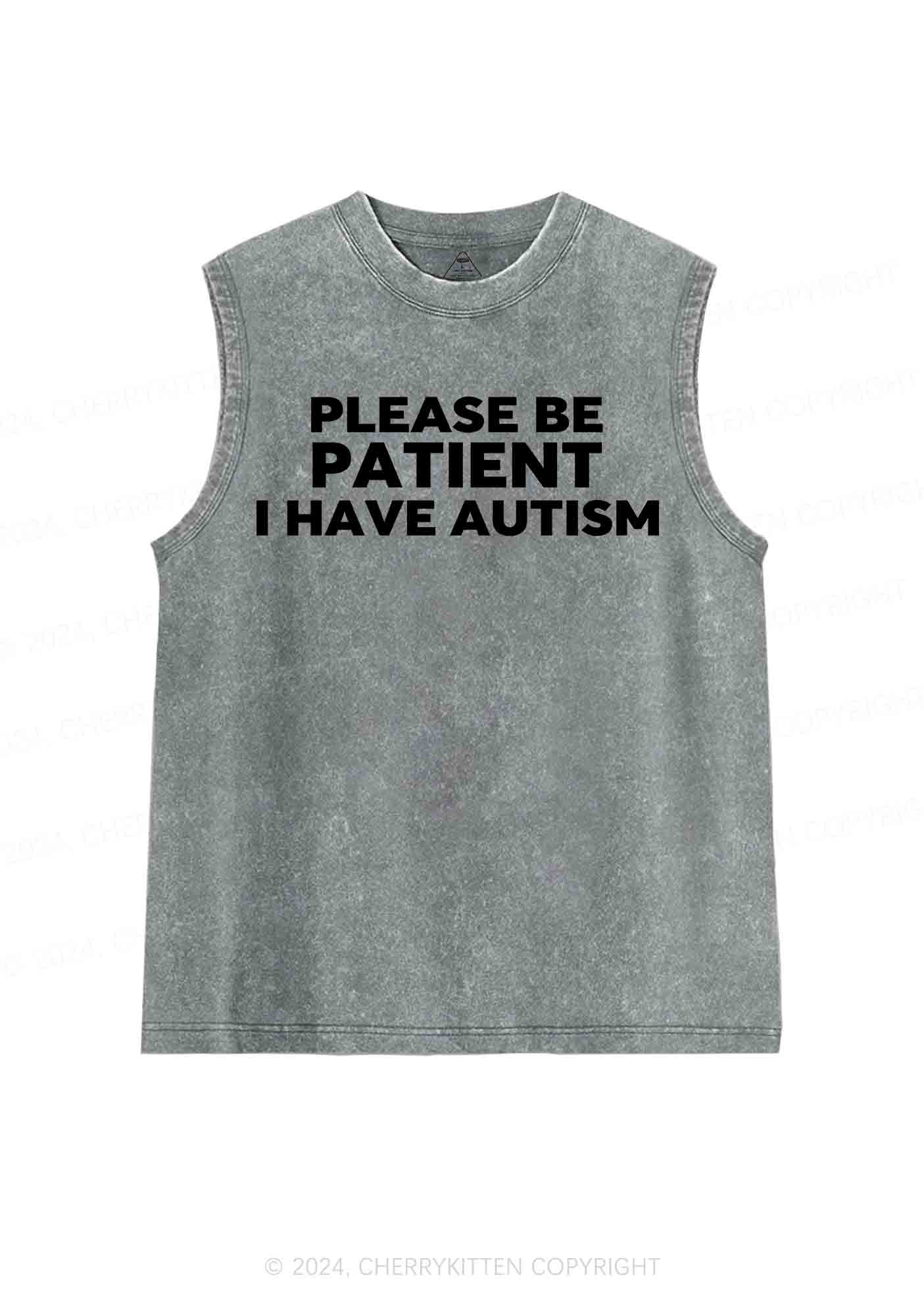 Please Be Patient I Have Autism Y2K Washed Tank Cherrykitten