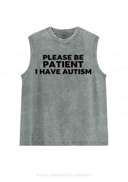 Please Be Patient I Have Autism Y2K Washed Tank Cherrykitten