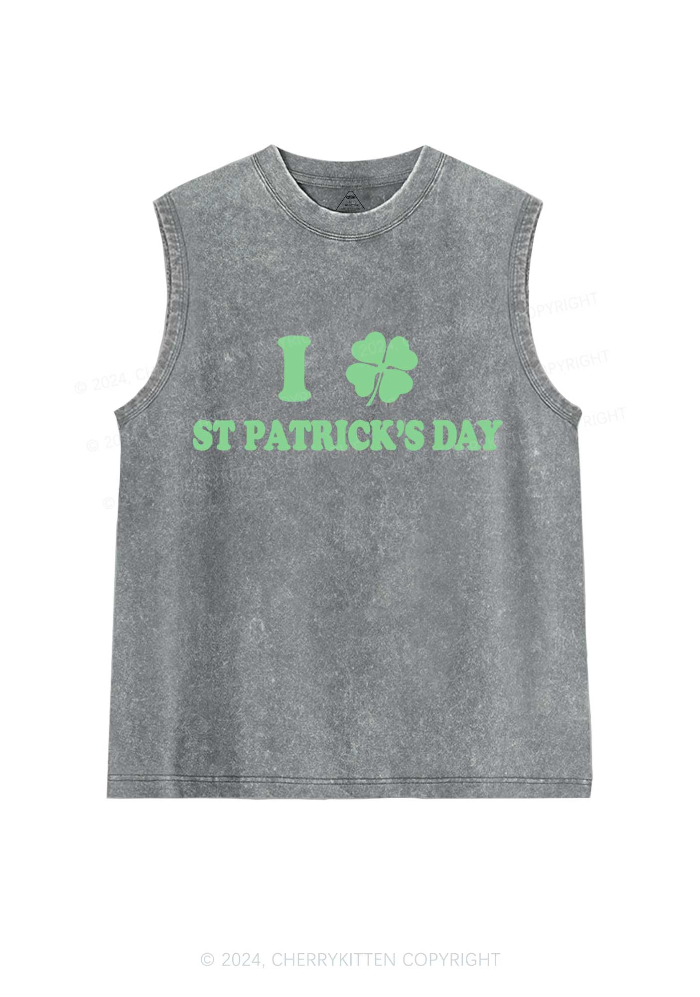 I Love St Patricks Y2K Washed Tank Cherrykitten