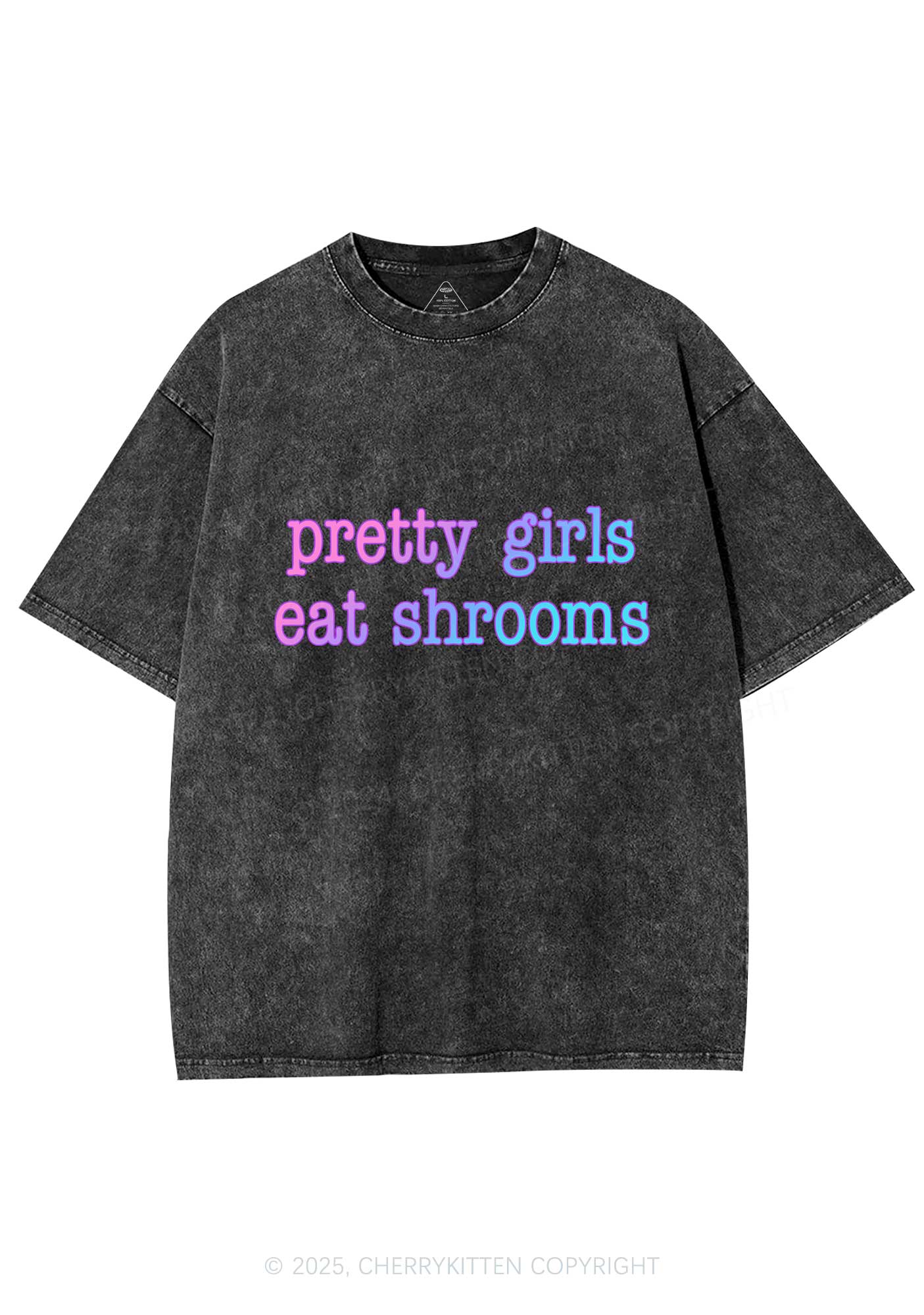 Pretty Girls Eat Shrooms Y2K Shirts Washed Tee Cherrykitten