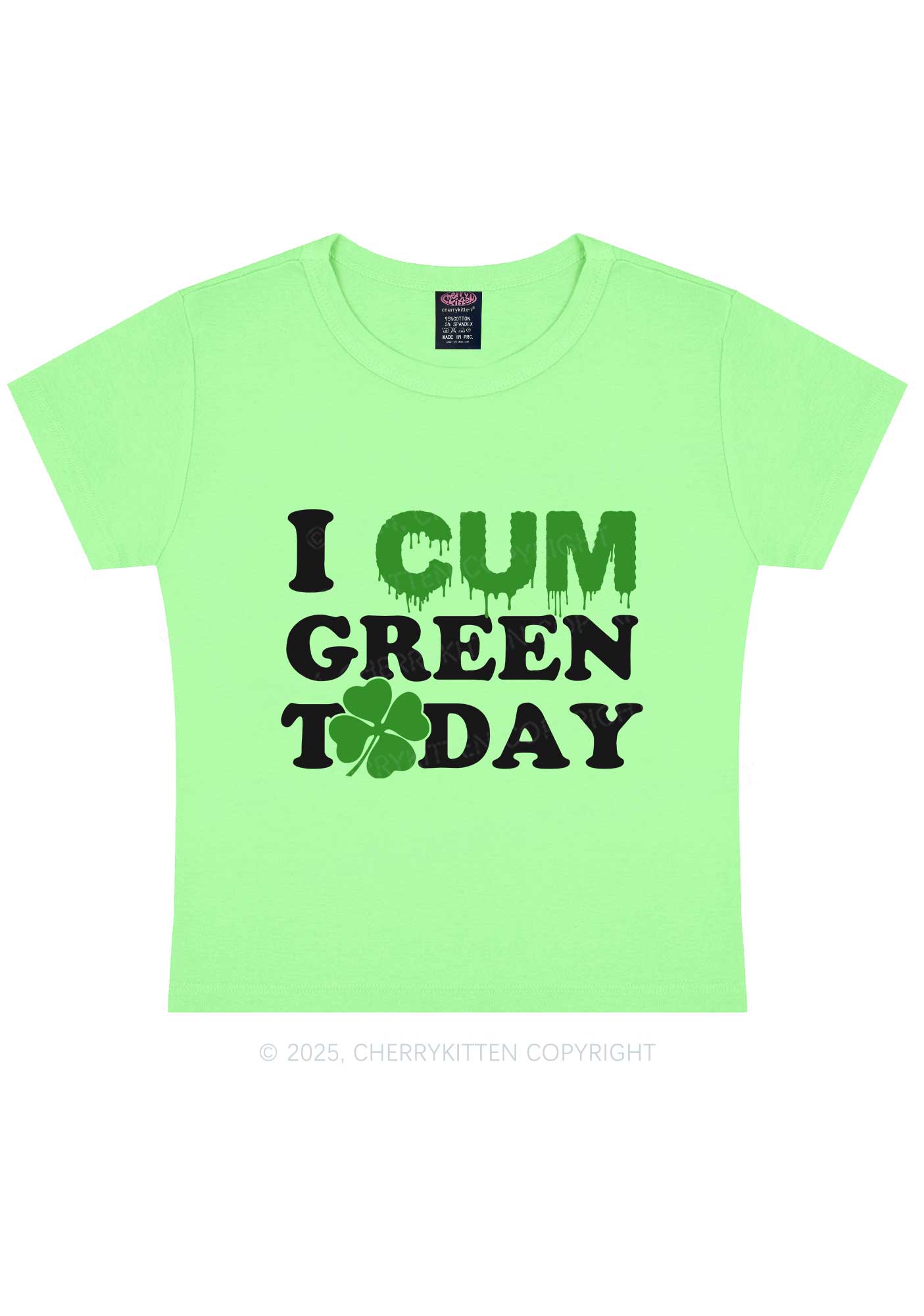 I Cxm Green Today St Patricks Y2K Baby Tee Cherrykitten