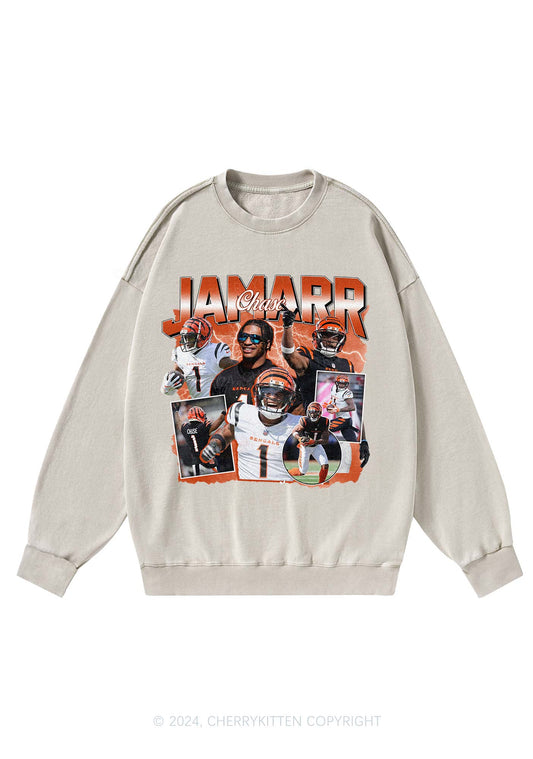 Orange Jamarr Y2K Super Bowl Washed Sweatshirts Cherrykitten