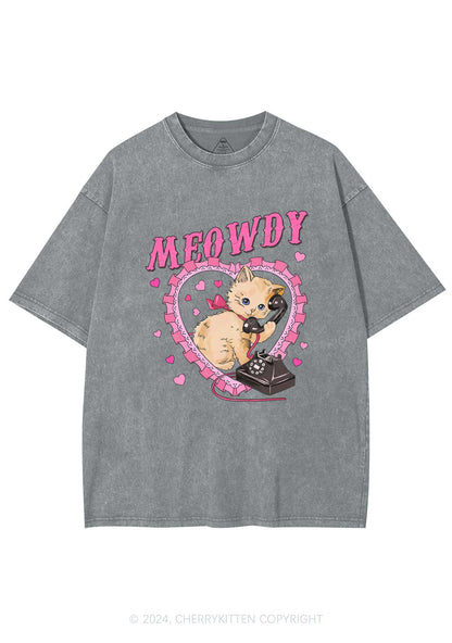 Meowdy Cat Y2K Valentine's Day Washed Tee Cherrykitten