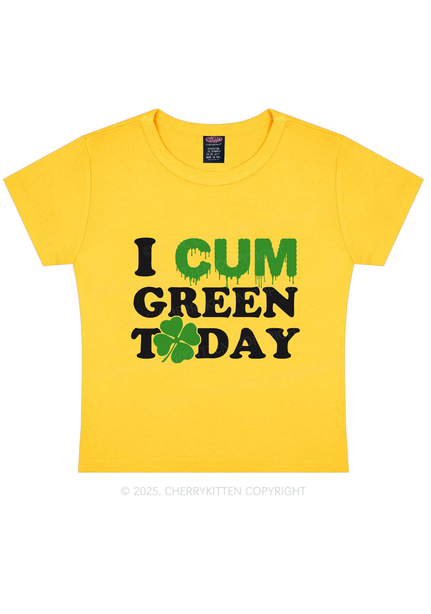 I Cxm Green Today St Patricks Y2K Baby Tee Cherrykitten