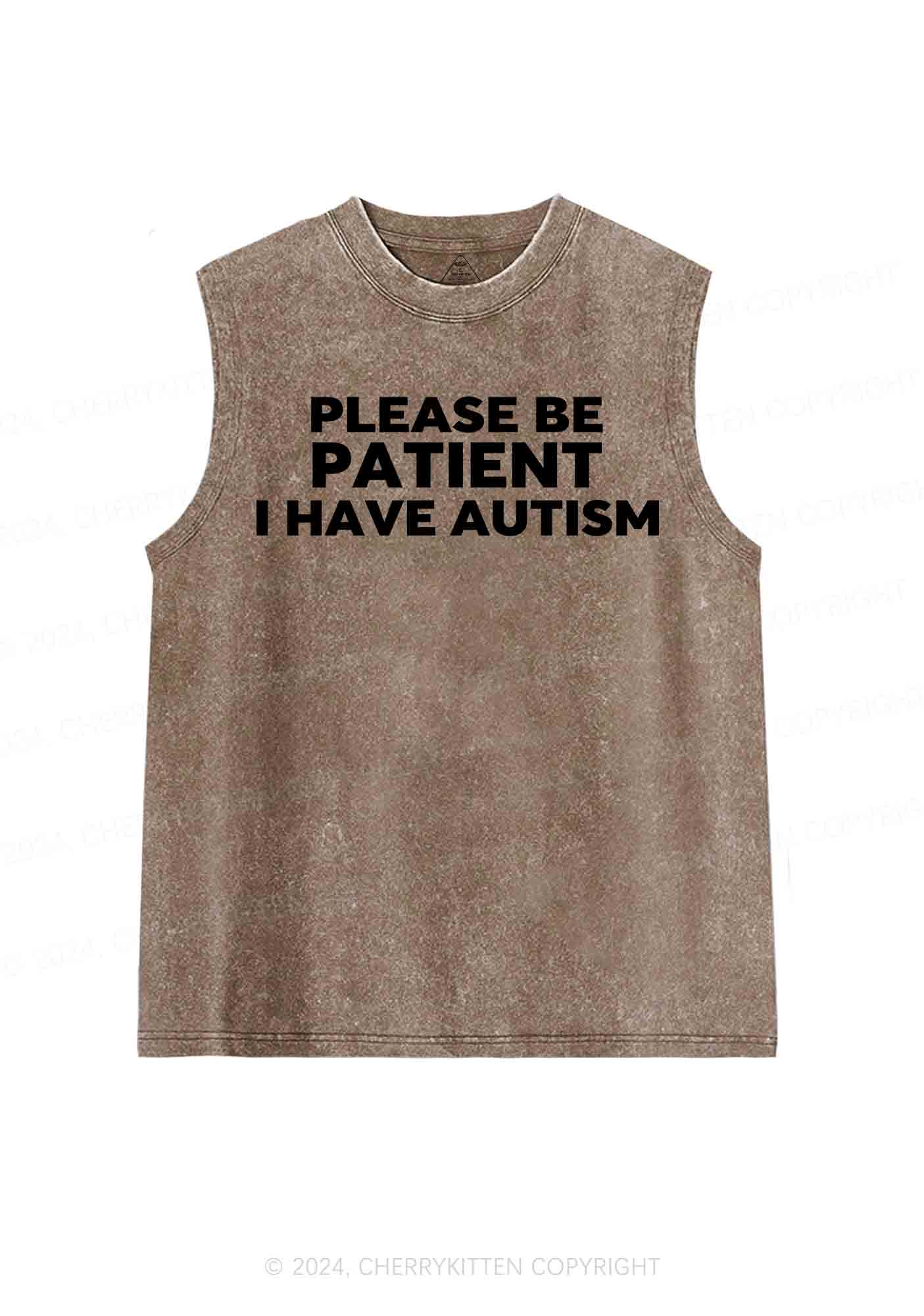 Please Be Patient I Have Autism Y2K Washed Tank Cherrykitten