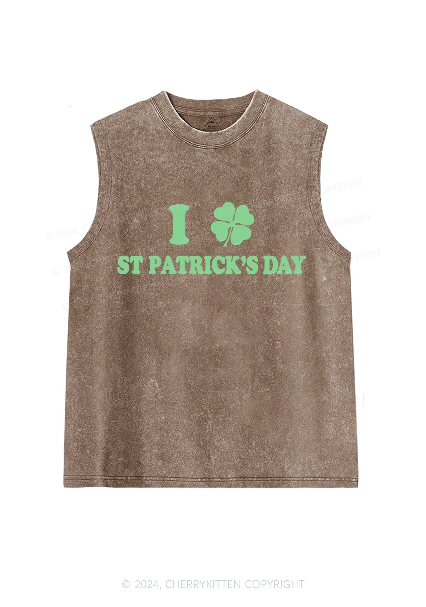 I Love St Patricks Y2K Washed Tank Cherrykitten