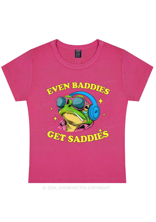 Baddies Frog Get Saddies Y2K Baby Tee Cherrykitten