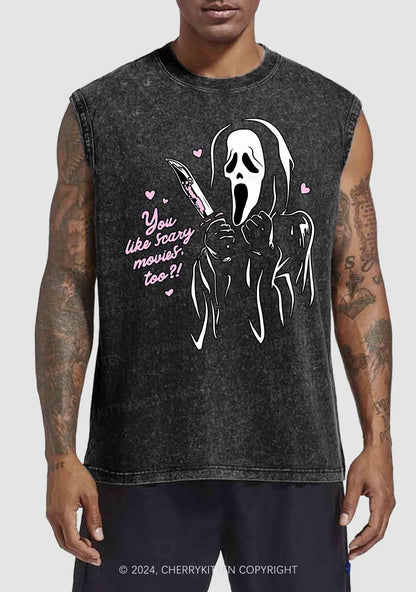 Halloween You Like Scary Movies Too Y2K Washed Tank Cherrykitten