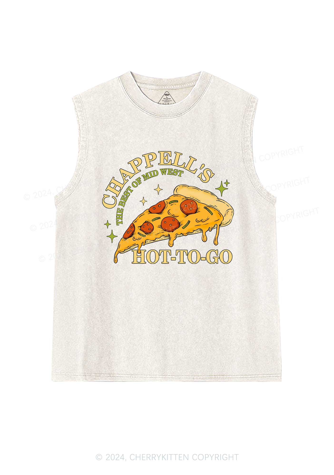 Hot To Go Pizza Y2K Washed Tank Cherrykitten