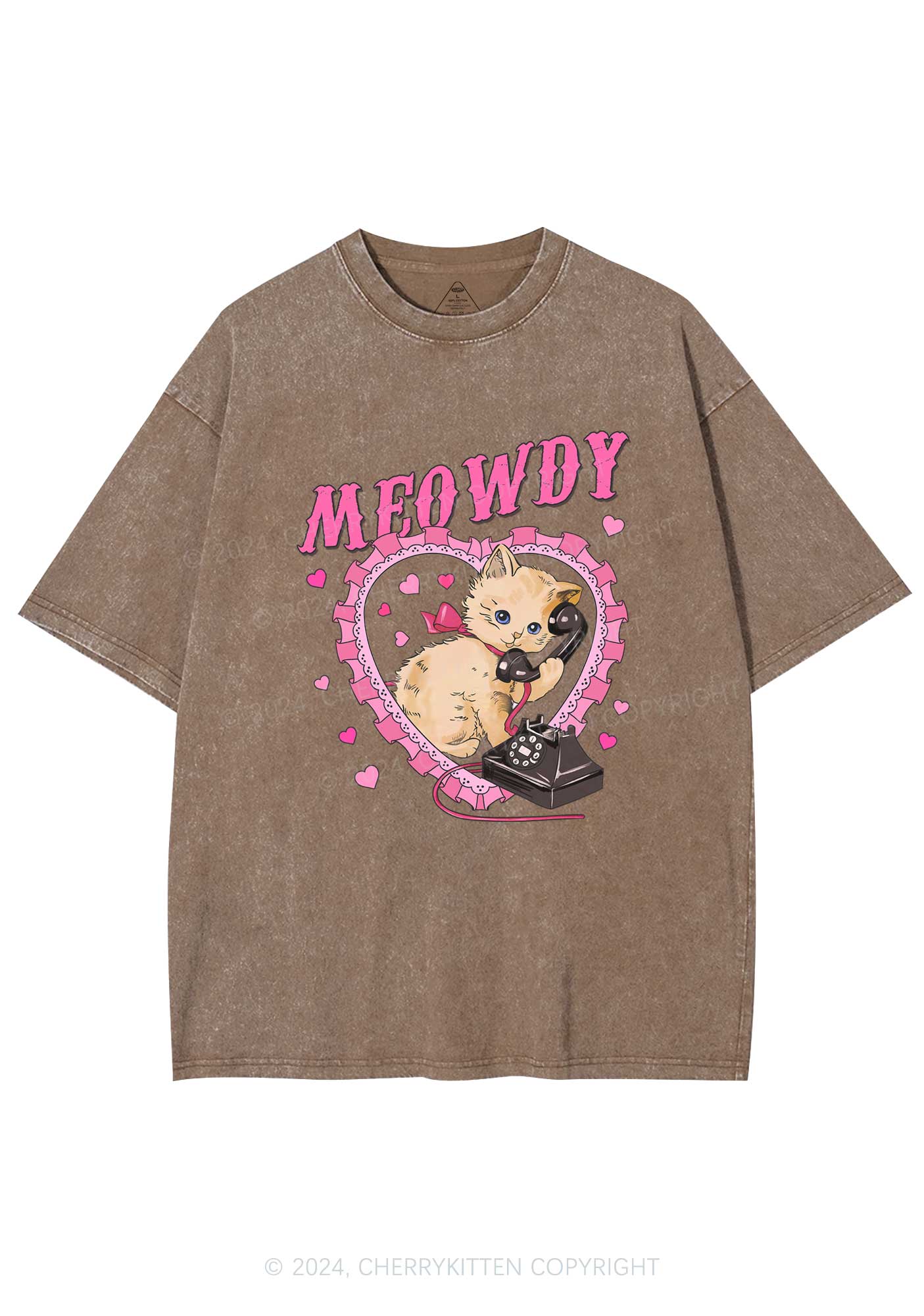 Meowdy Cat Y2K Valentine's Day Washed Tee Cherrykitten