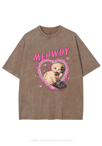 Meowdy Cat Y2K Valentine's Day Washed Tee Cherrykitten