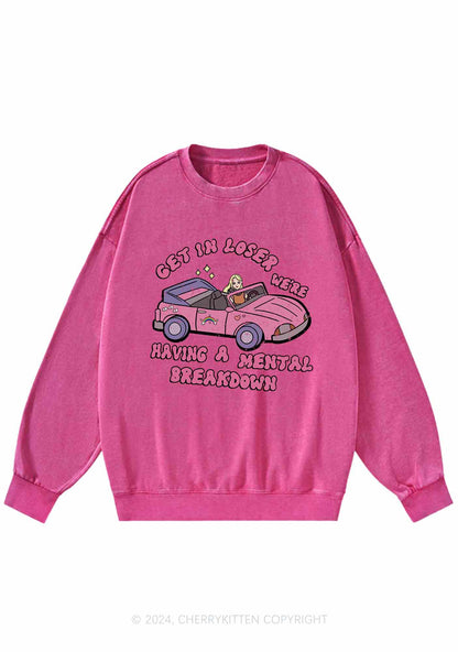 Get In The Car Y2K Washed Sweatshirts Cherrykitten