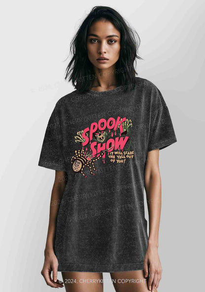 Halloween Spider Spook Show Y2K Washed Tee Cherrykitten