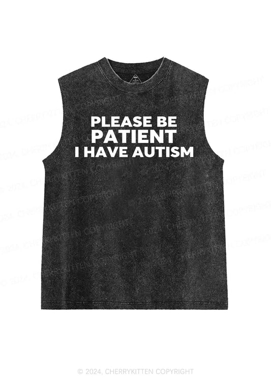 Please Be Patient I Have Autism Y2K Washed Tank Cherrykitten