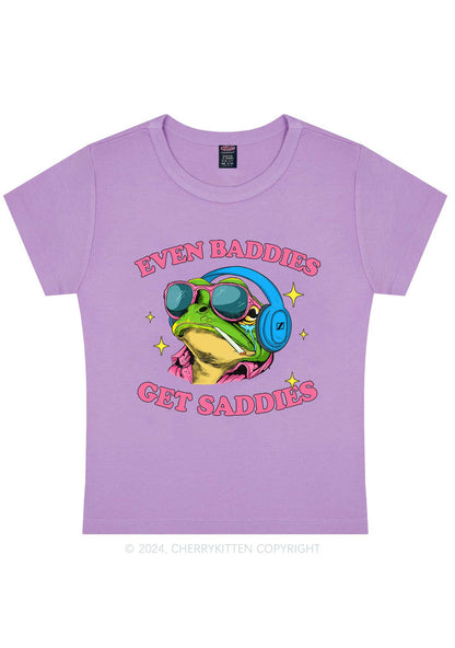 Baddies Frog Get Saddies Y2K Baby Tee Cherrykitten