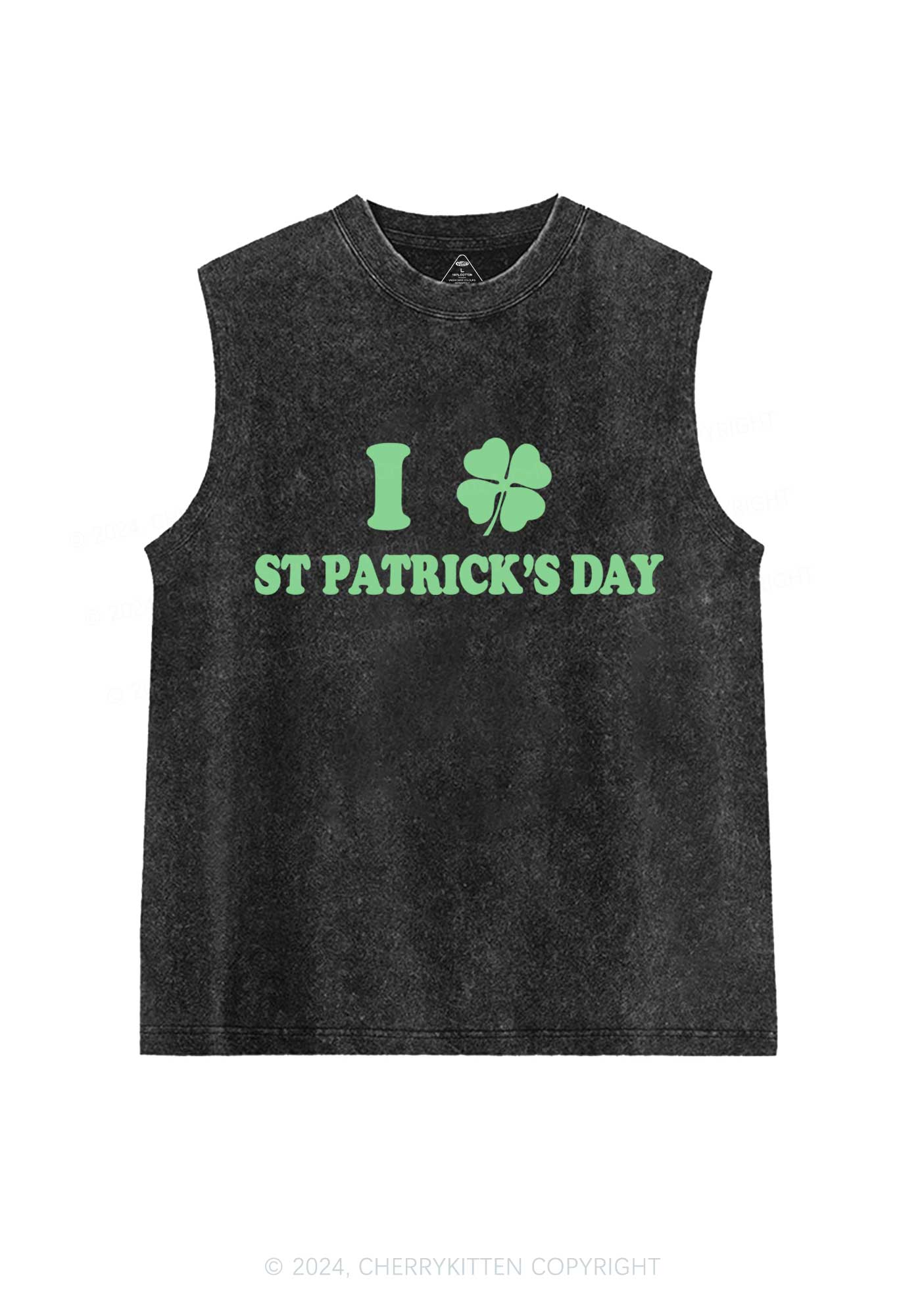 I Love St Patricks Y2K Washed Tank Cherrykitten