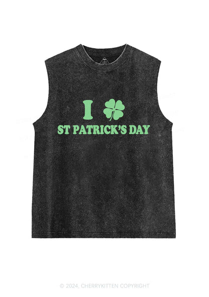 I Love St Patricks Y2K Washed Tank Cherrykitten