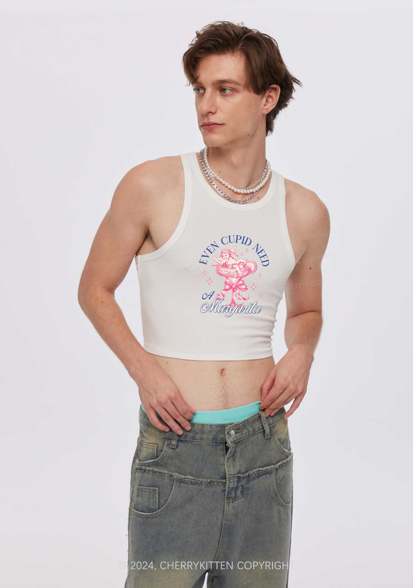 Cupid Needs Margarita Y2K Valentine's Day Crop Tank Top Cherrykitten