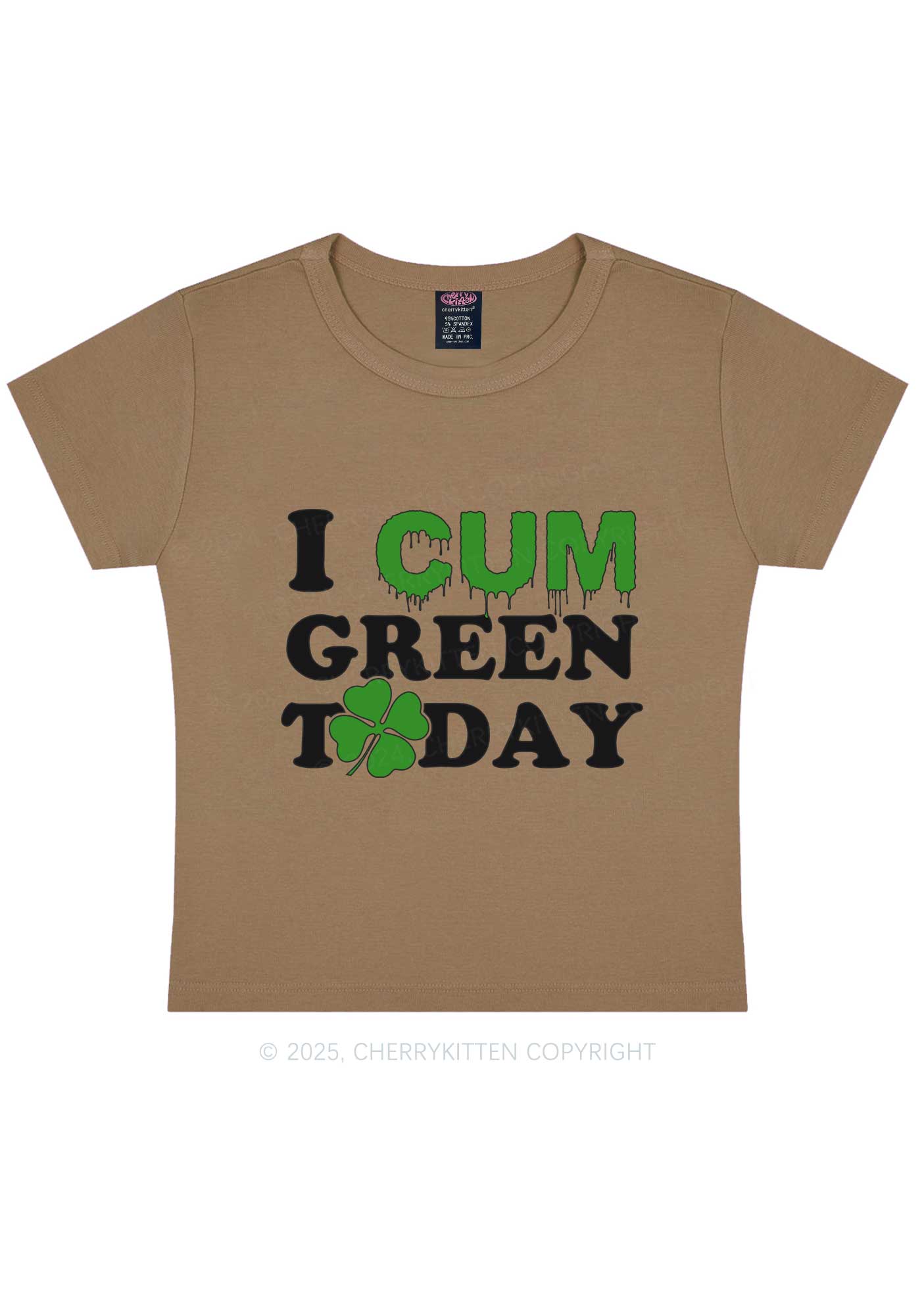 I Cxm Green Today St Patricks Y2K Baby Tee Cherrykitten