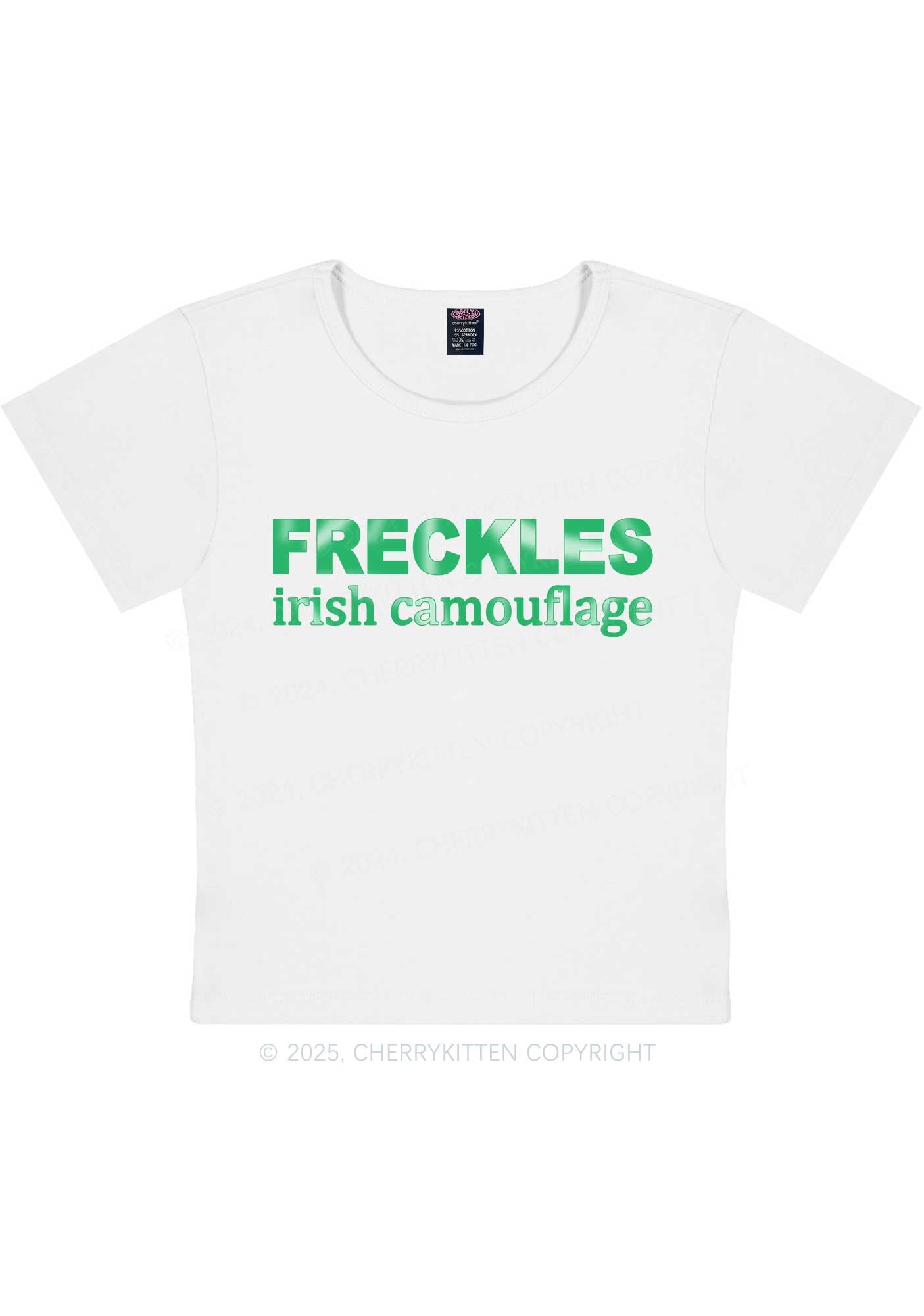 Freckles Irish Camouflage St Patricks Y2K Baby Tee Cherrykitten