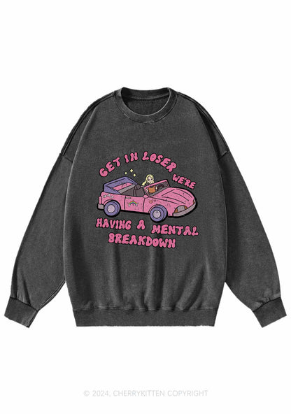 Get In The Car Y2K Washed Sweatshirts Cherrykitten