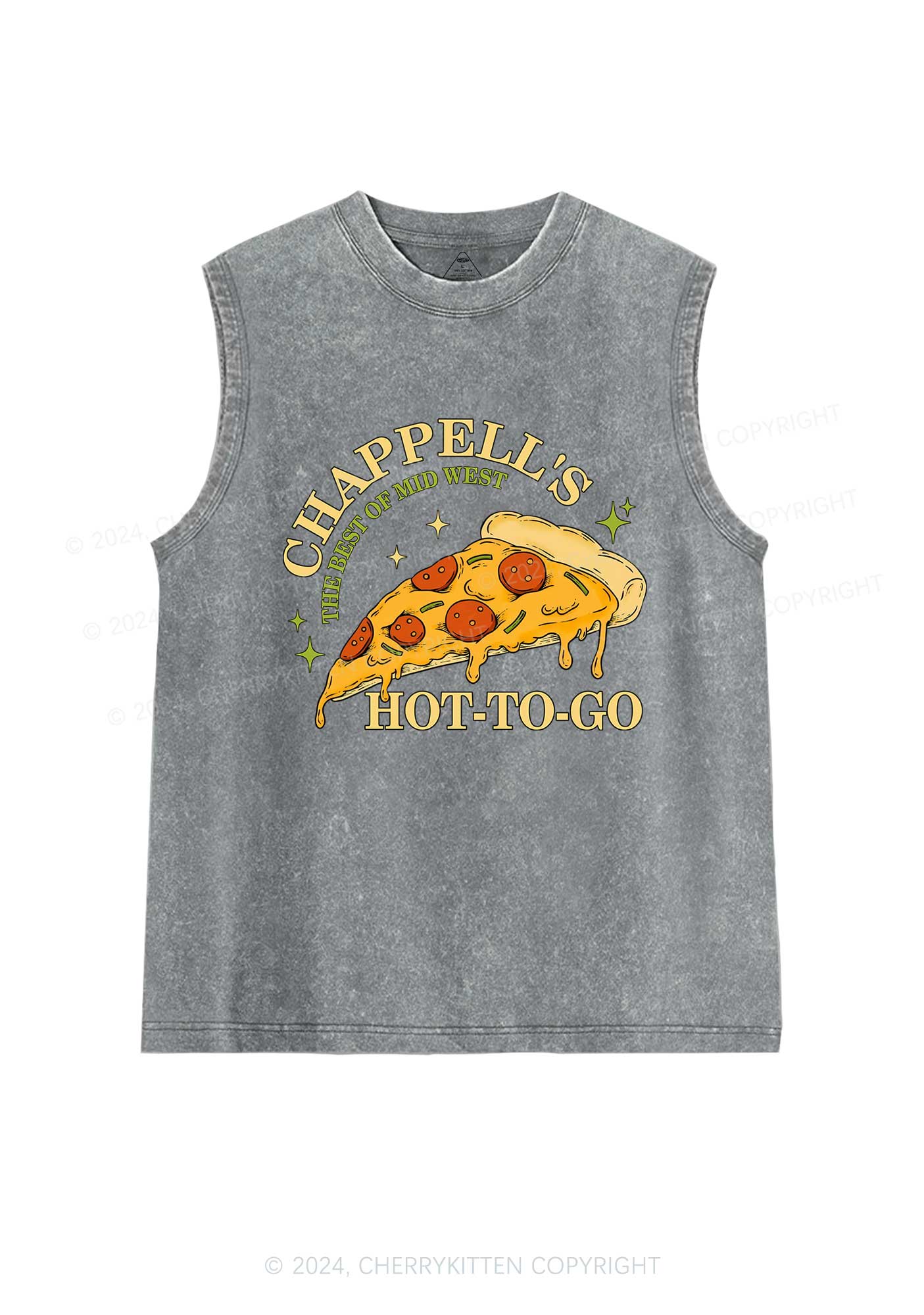 Hot To Go Pizza Y2K Washed Tank Cherrykitten